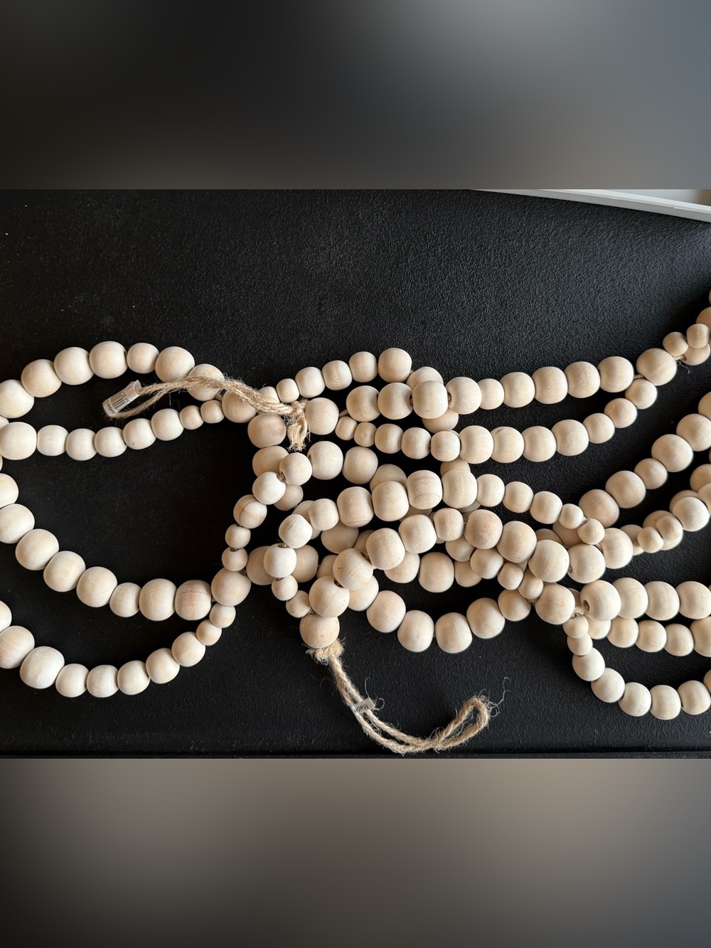 West Elm. Like New! Natural Wood Bead Garland Strand - Cream Wood
